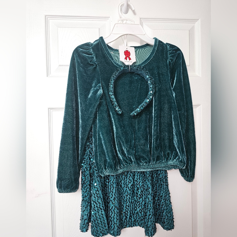 Btween Girls Size 7 Senquence Velvet Skirt Outfit With Headband New With Tags